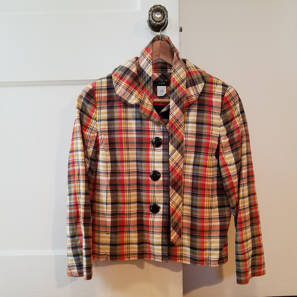 J.Crew Madras Plaid Swing Jacket with Belt